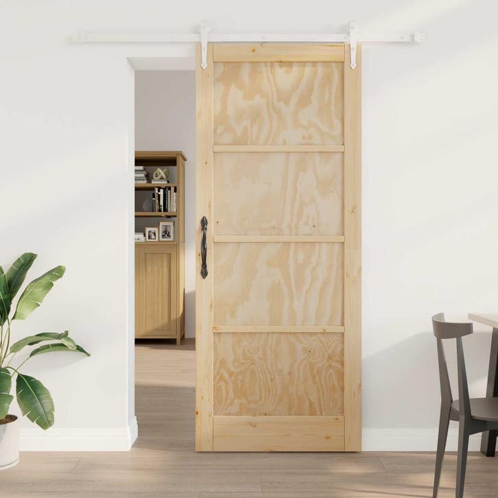 vidaXL Schuifdeur ORKDAL Natuurlijk en Wit 86 x 211 cm, Doe-het-zelf en Bouw, Deuren en Vliegenramen, Nieuw, Verzenden