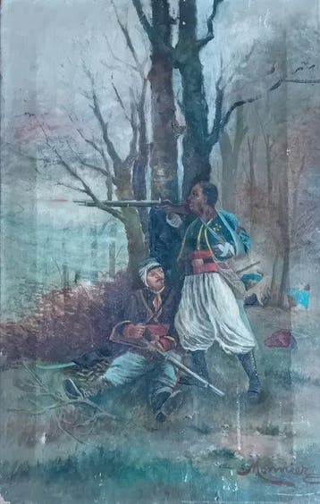 French school (XIX), signed Monnier - Bataille de Mentana