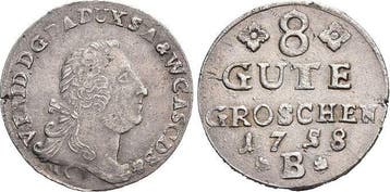 8 Gute Groschen oorlogsgeld 1758 B Anhalt-bernburg Victor..., Verzenden, België