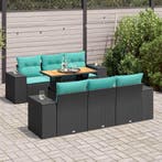 vidaXL 7-delige Loungeset met kussens poly rattan zwart, Verzenden, Nieuw, Loungeset