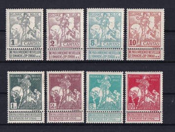 Belgique 1910/1911 - Les trois séries complètes Caritas, Timbres & Monnaies