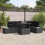 vidaXL Tuinbank Set met opslag 6 pcs Zwart Poly rattan, Verzenden