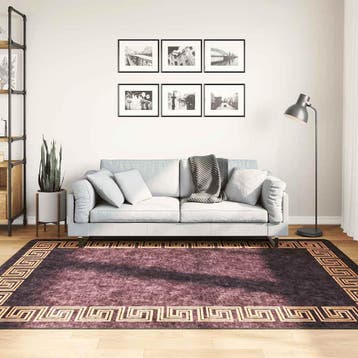 vidaXL Vloerkleed wasbaar 160x230 cm zwart en goudkleurig, Verzenden, Nieuw