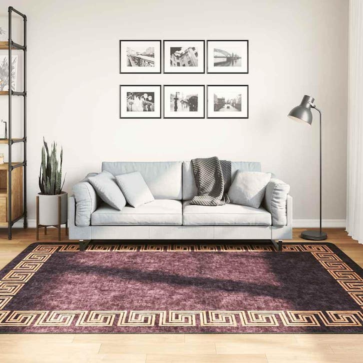 vidaXL Vloerkleed wasbaar 160x230 cm zwart en goudkleurig, Huis en Inrichting, Stoffering | Tapijten en Vloerkleden, Nieuw, Verzenden