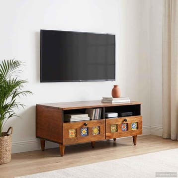 vidaXL TV Kast Walnotenhout 70 x 33 x 46 cm Massief Mango, Huis en Inrichting, Verzenden, Nieuw