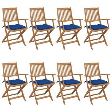 vidaXL Opklapbare stoelen, 8 stuks, inclusief kussens, van, Tuin en Terras, Verzenden, Nieuw