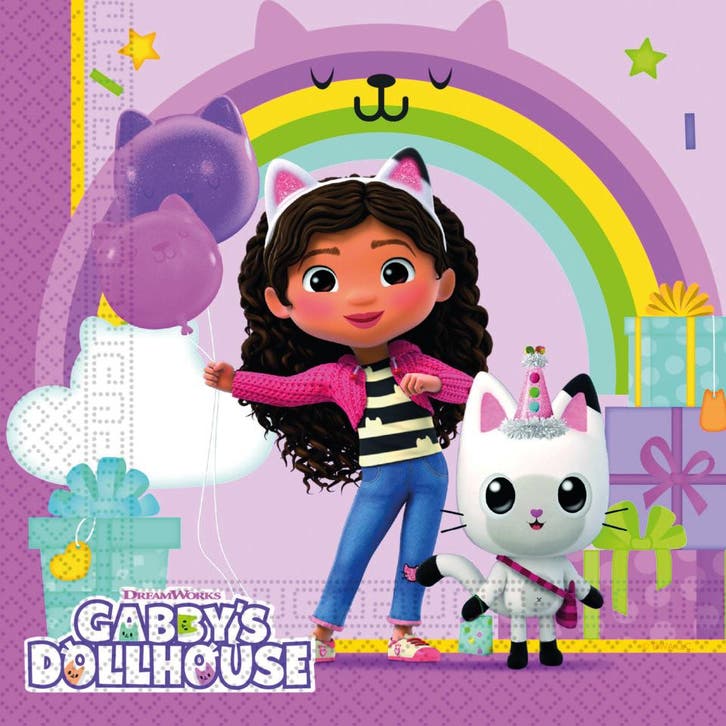 GabbyS Dollhouse Servetten 2-Laags 33cm 20st, Hobby & Loisirs créatifs, Articles de fête, Envoi