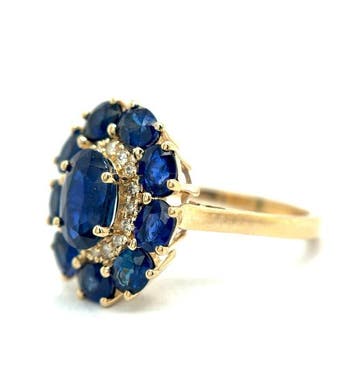 Ring - 14 karaat Geel goud - 3.25ct. tw. Saffier - Diamant, Nieuw
