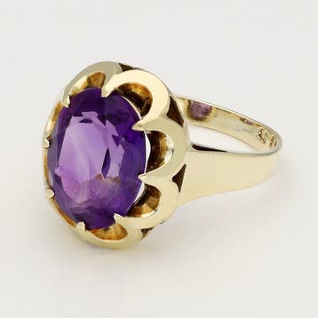 Ring - 14 karaat Geel goud Amethist, Nieuw