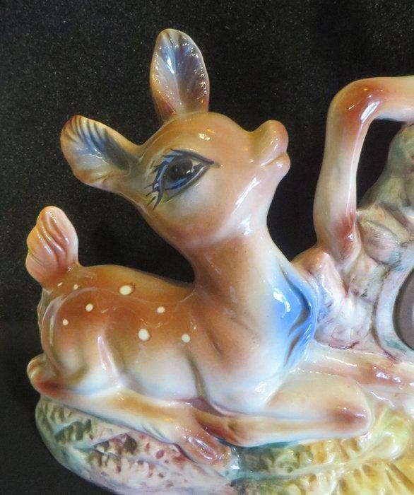 Beeldje - Vintage schouwklok met hertjes, jaren ’60 -, Antiquités & Art, Antiquités | Verre & Cristal