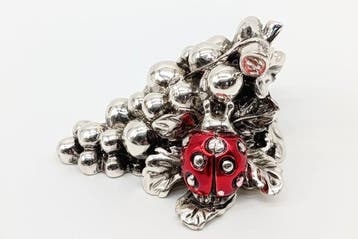Beeldje - Grappolo con coccinella - verzilverd