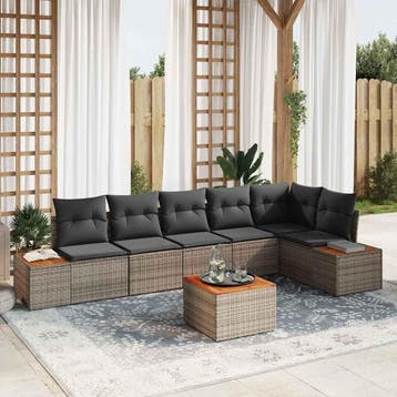 vidaXL Tuinbank Set 6 st 6-Aantal zitplaatsen Grijs, Verzenden, Nieuw