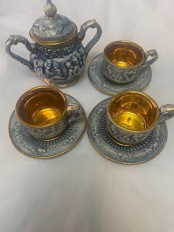 R. Capodimonte - Koffieservies (4) - Porselein, Verguld