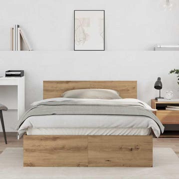 vidaXL Bedframe met Hoofdbord Artisanaal eiken 120 x 190 cm, Huis en Inrichting, Verzenden, Nieuw