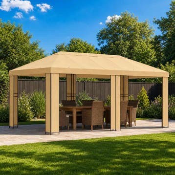 vidaXL Tuinpaviljoen 6 x 3 m Crèmekleurig Polyester en Staal, Verzenden, Nieuw