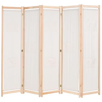 vidaXL Kamerscherm met 5 panelen 200x170x4 cm stof crème, Huis en Inrichting, Verzenden, Nieuw