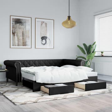 vidaXL Slaapbank met onderschuifbed en lades 90x200 cm, Verzenden, Nieuw