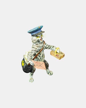 Beeldje - Mail Delivery Cat - Koud geverfd brons