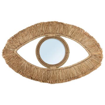 Bazar Bizar Raffia Eye Spiegel - Naturel - M - Nieuw in, Huis en Inrichting, Woonaccessoires | Spiegels, Verzenden, Nieuw, Minder dan 50 cm