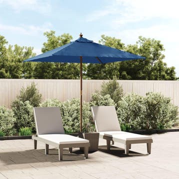 vidaXL Parasol met houten paal 198x198x231 cm azuurblauw, Verzenden, Nieuw