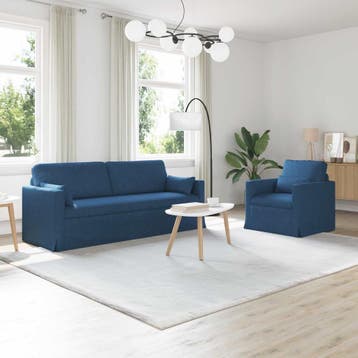 vidaXL bank / zetelstel 2 st Blauw Stof, Huis en Inrichting, Verzenden, Nieuw