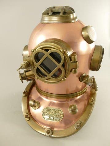 Duikhelm - Brons, Messing - Grote decoratieve duikhelm in