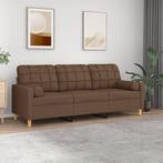 vidaXL Driezitsbank met sierkussens 180 cm stof bruin, Verzenden, Nieuw