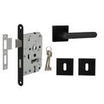 Deurbeslag set met sleutelrozet en deurklink Linee zwart..., Ophalen of Verzenden, Nieuw, Overige materialen, Klink of Kruk