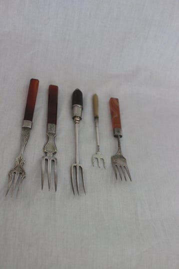 Fourchette (5) - Argent 833 - aigre / confiture — petites, Antiquités & Art