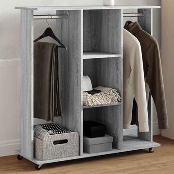 vidaXL Kledingkast met wielen 102x38x110 cm hout grijs, Verzenden