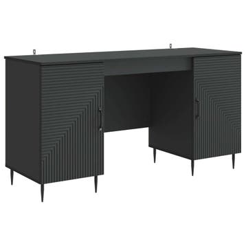 vidaXL Bureau met plank Zwart 142,5 x 50 x 75 cm Bewerkt, Huis en Inrichting, Bureaus, Verzenden, Nieuw