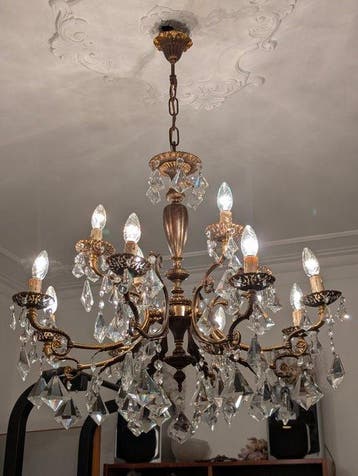 Lustre - Cristal - Gigante 12 lumières, Antiquités & Art