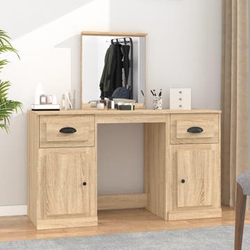 vidaXL Kaptafel met spiegel 130x50x132,5 cm sonoma, Huis en Inrichting, Tafels | Kaptafels, Verzenden, Nieuw