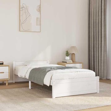 vidaXL Bedframe massief hout wit 90x190 cm, Verzenden