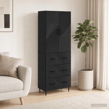 vidaXL Kast Set 2 st 66 x 34,5 x 90 cm Bewerkt hout Zwart, Verzenden, Nieuw