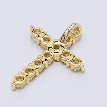 Pendentif en forme de croix - 14 carats Or jaune - 1.20ct., Handtassen en Accessoires, Antieke sieraden