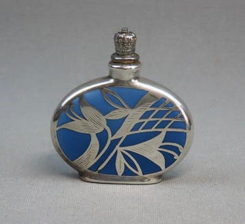 Carl Spahr - Parfumfles - Zilver, Glas - zilver overlay, Antiek en Kunst
