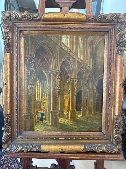 Riccardo Rizzatti (XX) - Eglise de la Chapelle à Bruxelles, Antiquités & Art, Art | Peinture | Classique