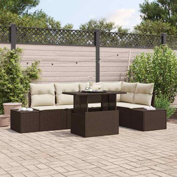 vidaXL Tuinbank Set 6 st Bruin poly rattan, Verzenden, Nieuw