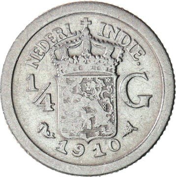 Nederlands-Indië. 1/4 Gulden 1910 t/m 1930 compleet (lot van