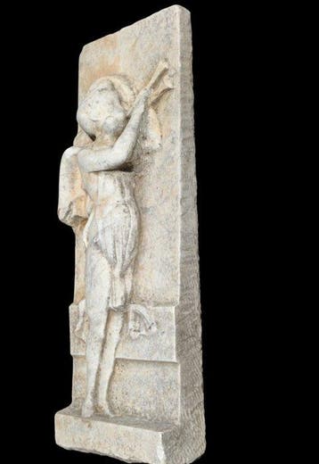 sculptuur, Angelo che suona le trombe - 60 cm - Uitgehouwen