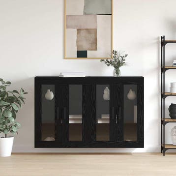 vidaXL Wandgemonteerde Kasten 2 st Zwart eiken 69,5 x 34 x, Maison & Meubles, Armoires | Dressoirs, Verzenden