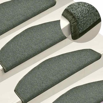vidaXL Trapmatten 15 st 65x24x4 cm Donkergroen Halfrond, Verzenden, Nieuw