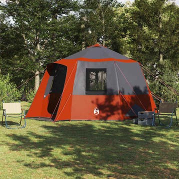 vidaXL Cabin Tent 12-Person 10-persoons Grijs en Oranje, Verzenden