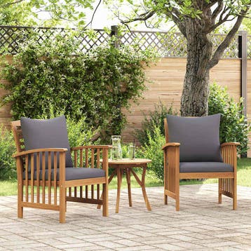 vidaXL Tuinstoelen 2 st met kussens massief acaciahout, Verzenden