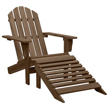 vidaXL Tuinstoel met voetenbank hout bruin, Verzenden