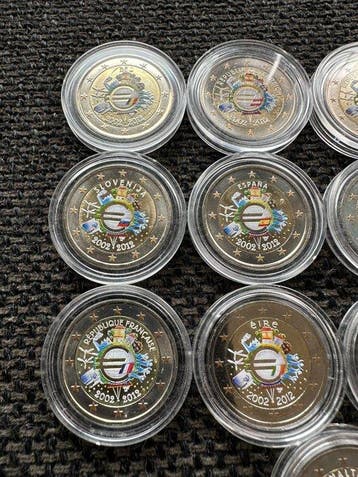 Europa. 2 Euro 2012 10 Jaar Euro (17 colored coins)