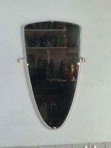 Wandspiegel - Glas, Hout - Mid century halspiegel