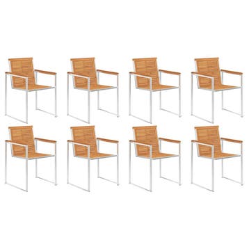 vidaXL Tuinstoelen 8 st massief acaciahout en roestvrij, Verzenden, Nieuw