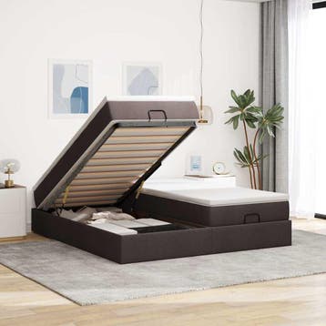 vidaXL Ottoman bed met matrassen 180x200cm stof donkerbruin, Huis en Inrichting, Verzenden, Nieuw